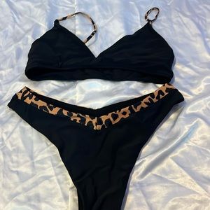 SHEIN black cheetah print bathing suit. Size M